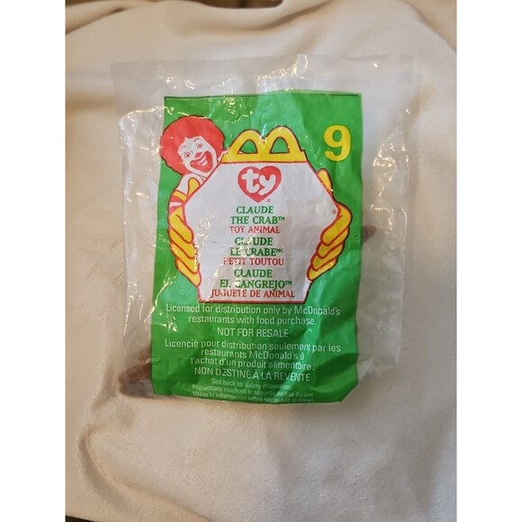 Vintage McDonalds 1993 1999 Ty Teenie Beanie Baby Claude the Crab ERRORS - Picture 1 of 5